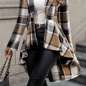 Hem Plaid Woolen Jacket-Women’s